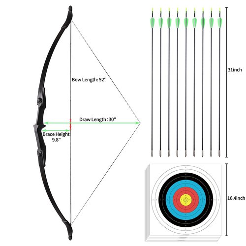 LWANO Bow and Arrow Set for Adults - Archery Takedown Recurve Bow Set for Beginners and Youth, Left & Right Handed (30lbs)
