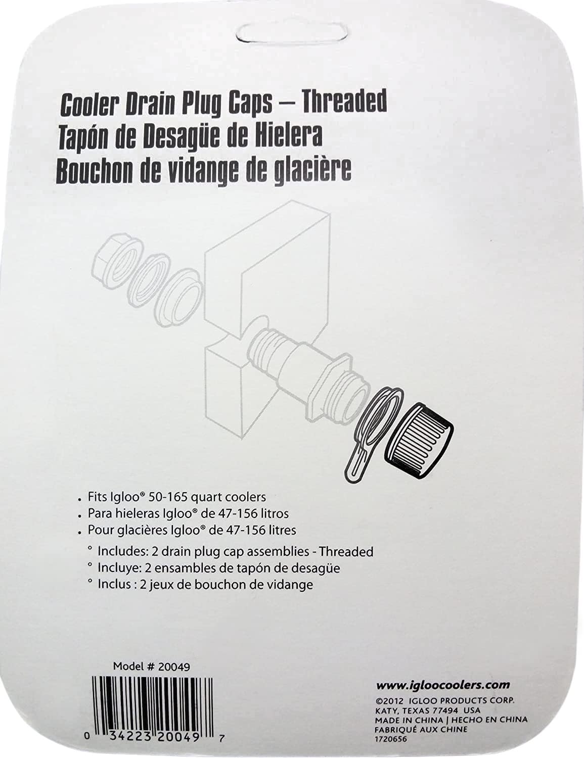 Igloo Tethered Drain Plug Caps, White, Small (20049)