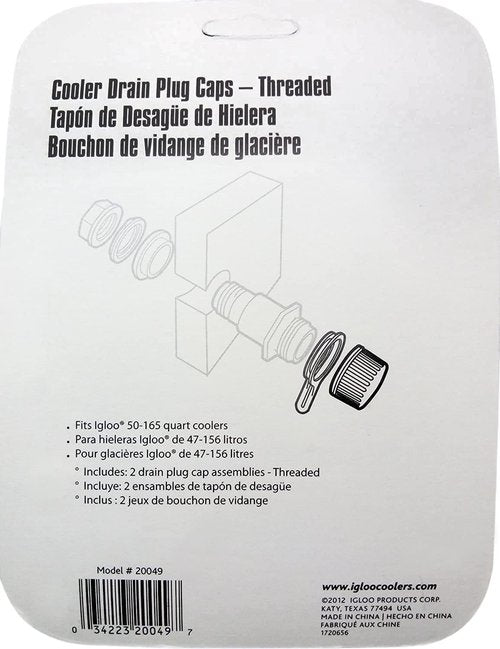 Igloo Tethered Drain Plug Caps, White, Small (20049)