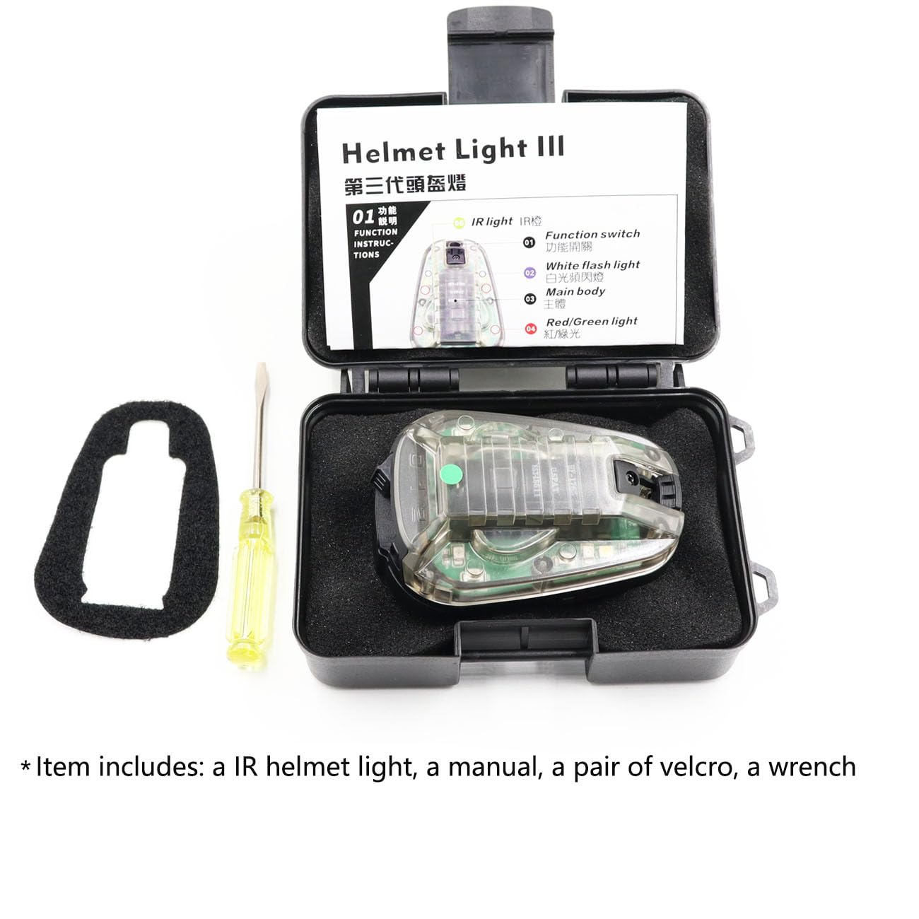 Jmtac Tactical IR Strobe Helmet Light Military Identification Light with Visible LED + White Strobe Survival Signal Light (Black-Green), EX832