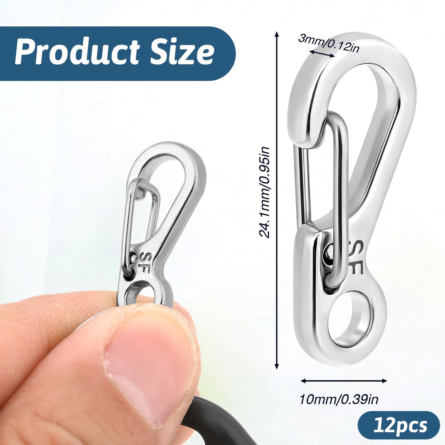 12 Pcs Tiny Carabiner Clip Metal Small Spring Snap Hooks, 1 inch Key Chain Clip Hooks Metal Swivel Clasps Lanyard Snap Hook Carabiners for Backpack Keychains Accessories(Silver)