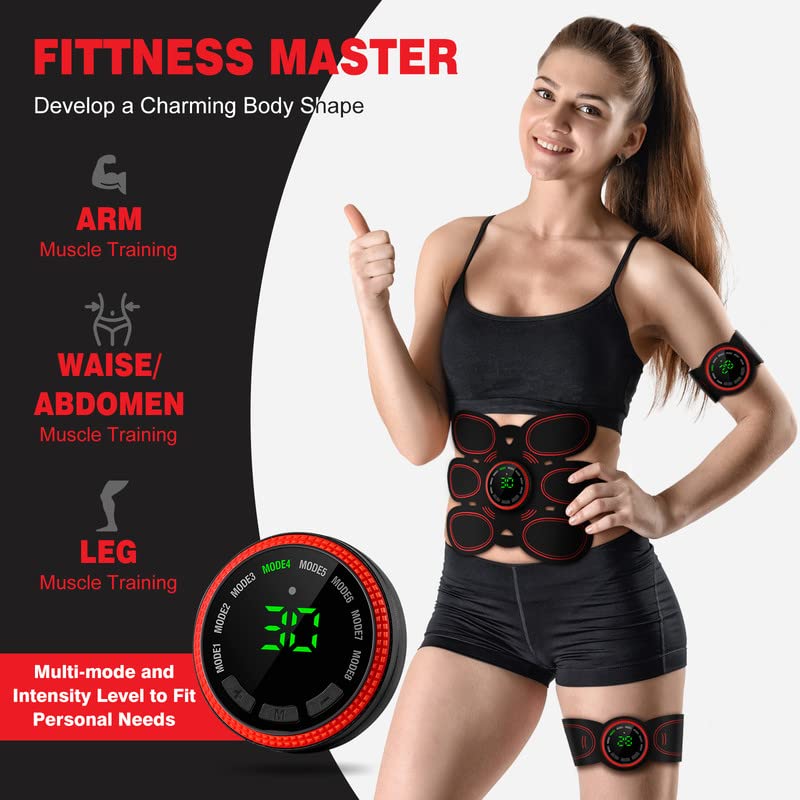 Drezela Abs Stimulator Muscle Toner, Ab Machine Trainer USB Rechargeable Gear for Abdomen/Arm/Leg, Fitness Strength Training Workout Equipment Men and Women DR6-E8