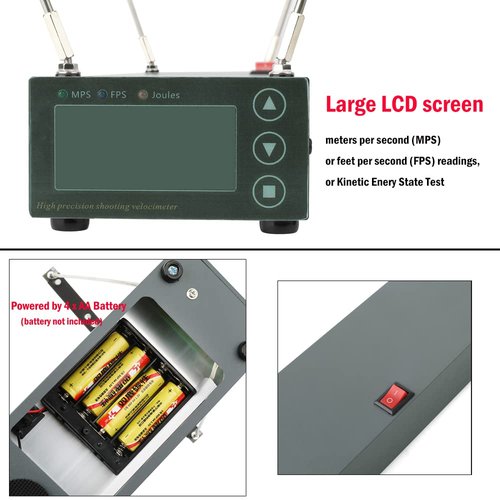 ZSHJGJR Shooting Speed Tester Precision Ballistic Chronograph Bullet Bow Arrow Velocity Meter Measurement Tool with FPS,MPS Readings,Sun Screens&Large LCD Screen for Range Shooting (Tester Only)
