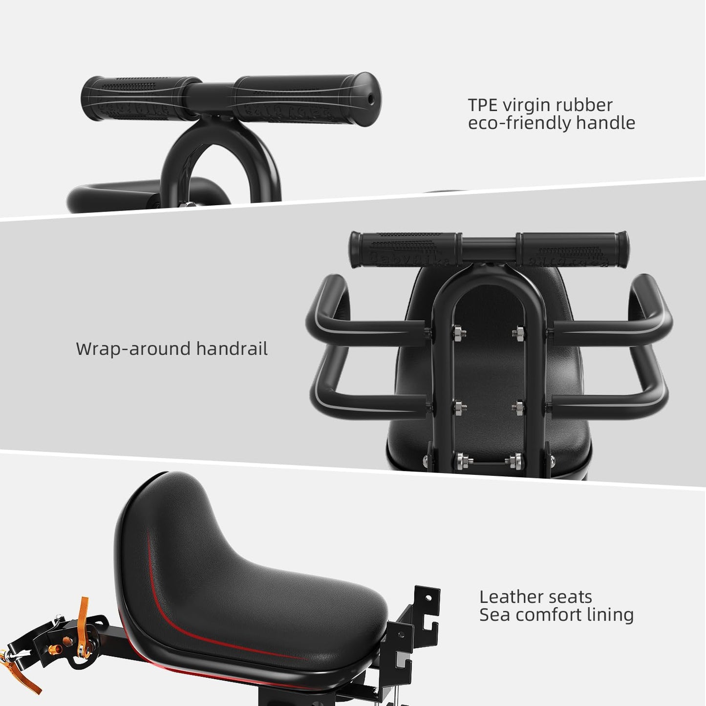 XIEEIX Front Mounted Child Bike Seat, Kids Bike Seat with Guardrail, High Seat Cushion Backrest Mountain Bike Child Bike Seat, Bicycle Child Safety Seat for Children from 1 to 3 Years Old