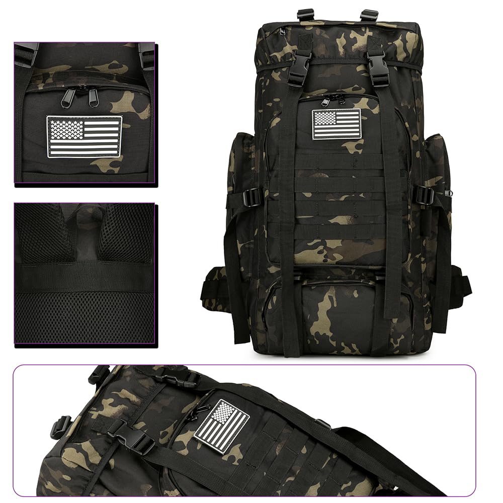 Bkcmy 45L Hiking Backpack Waterproof Travel Daypack Camping Backpack for Men Women (Black)