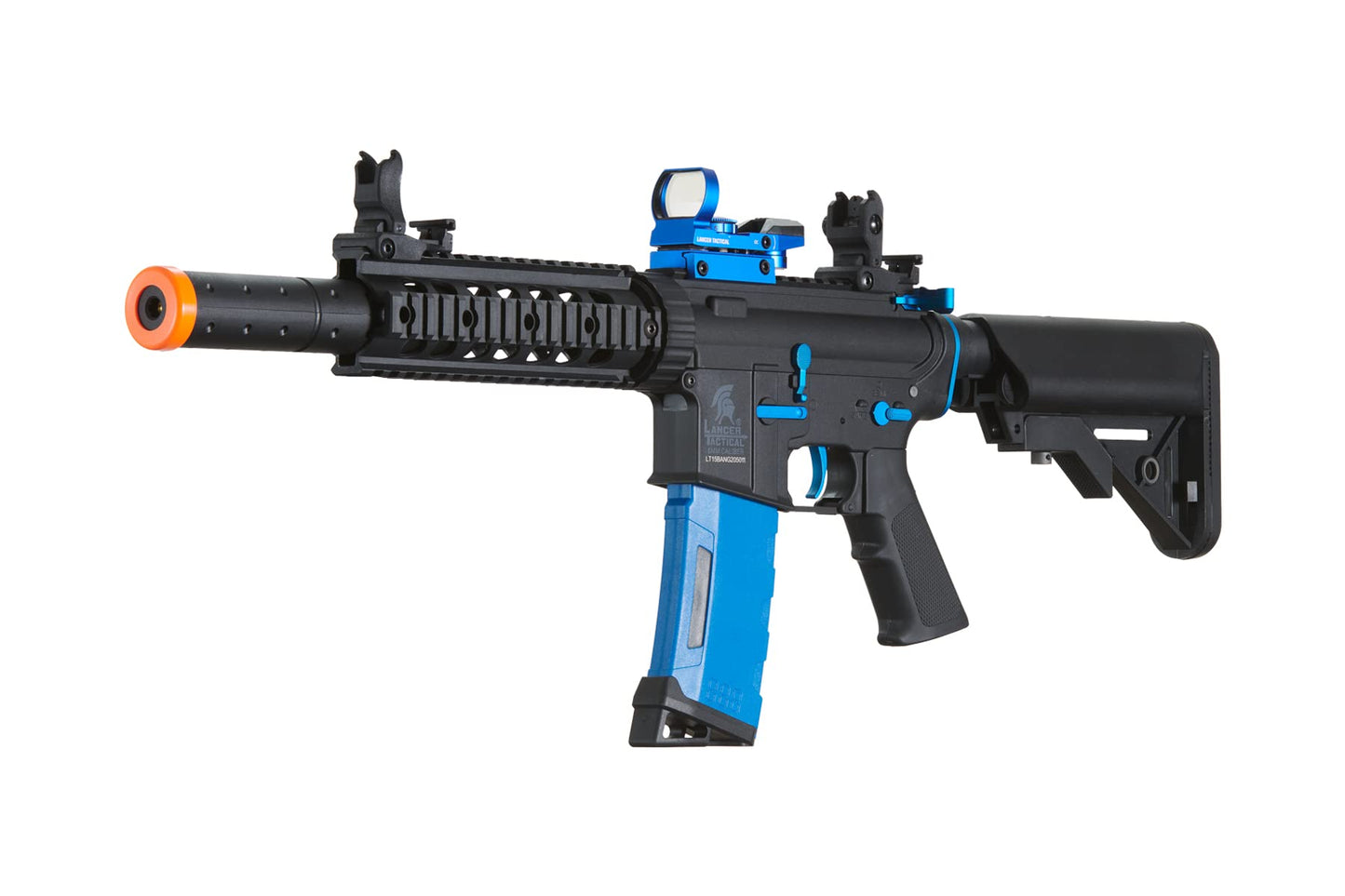 Lancer Tactical Gen 2 M4 SD Blue Carbine Combo Airsoft AEG Rifle with Red Dot Sight (9.6v Nimh Battery, Charger, 1000 Rounds 0.20g BBS Included)