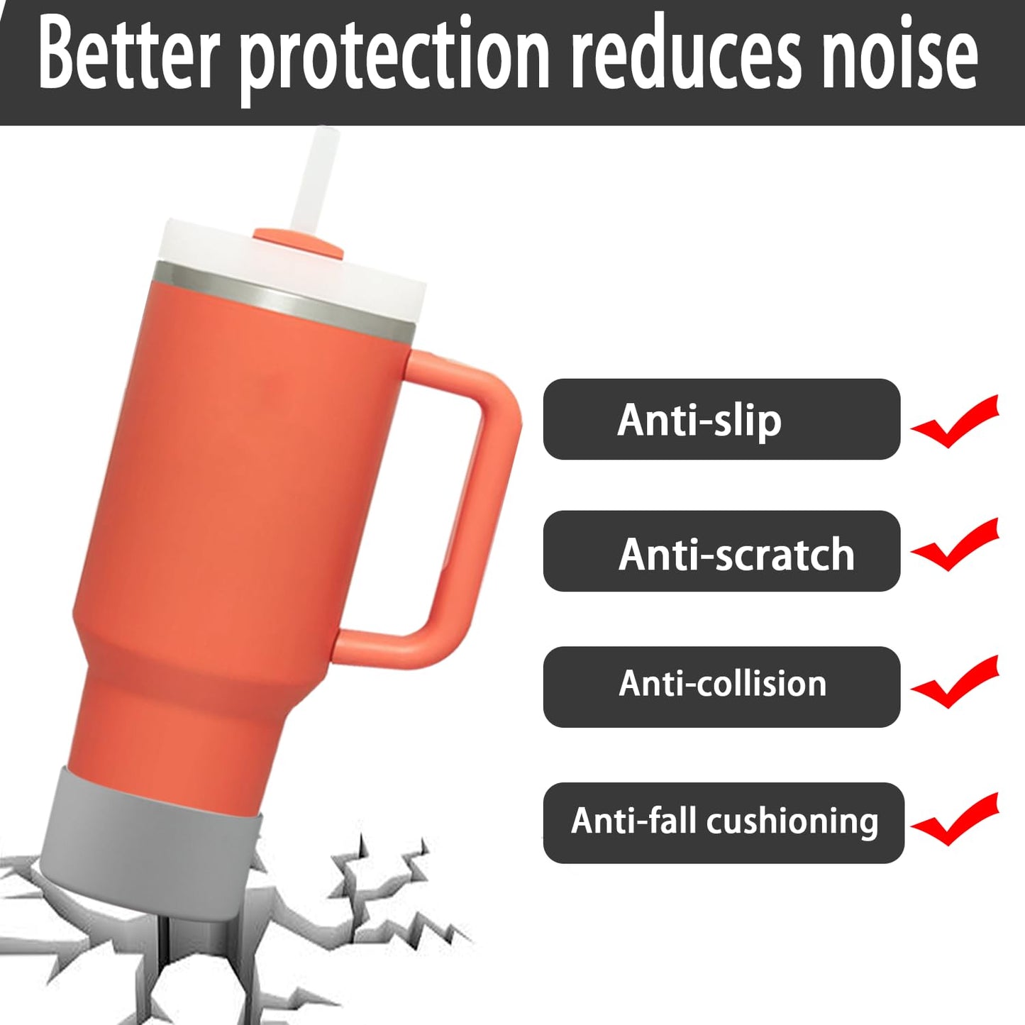 2Pcs Silicone Boot Sleeve for Stanley IceFlow Fast Flow Water Bottle 24oz,Silicone Boot Bumper for Stanley Quencher 40oz,for IceFlow 20oz 30oz,for Quick Flip GO 24oz Bottle(Thickened) (Gray)