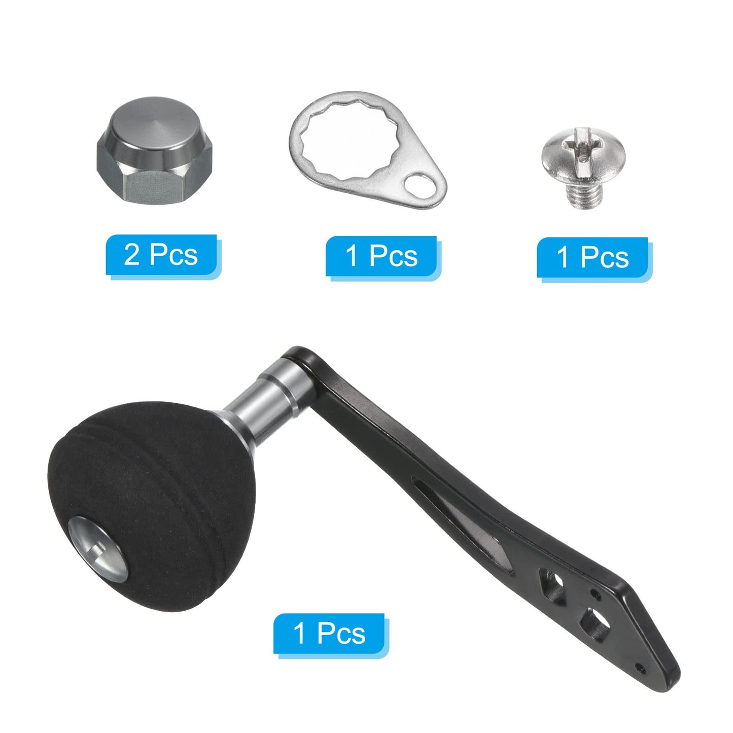 PATIKIL Baitcasting Power Handle, Metal Fishing Reel Handle EVA Knob Grip Replacement Parts for Rocker Arm Accessories, Black