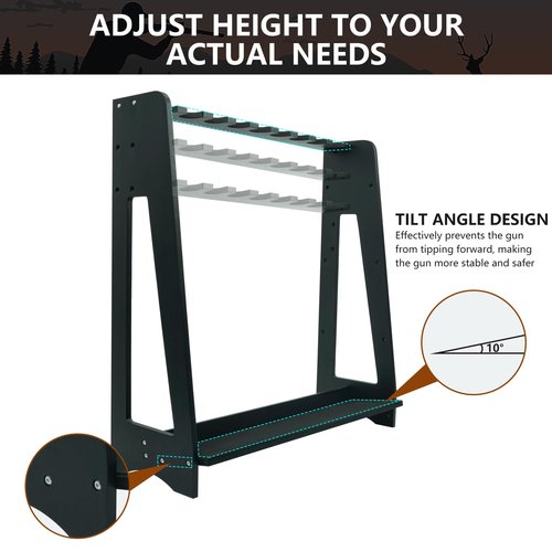 Semohop Gun Racks,Wooden Rifle Racks with Pistol Rack, Floor Standing Shotgun Rack Indoor, Gun Display Rack for Home Garage Gun Storage - Holds up to 9 Long Guns and 8 Handguns