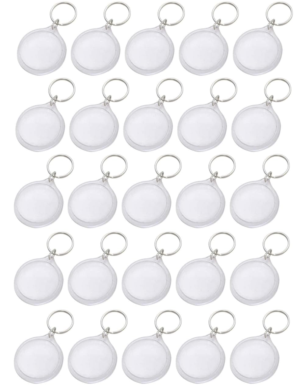25Pcs Transparent 1.4 Inch Round Acrylic Photo Insert Keychain Blanks with Split Ring Circle Snap-in Photo Frame Keyring Blank Picture Keychains for Women and Men