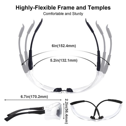 xaegistac Shooting Glasses Anti-fog Shooting Range Eye Protection, Adjustable Safety Glasses with Zipper Hard Case (black frame clear lens)