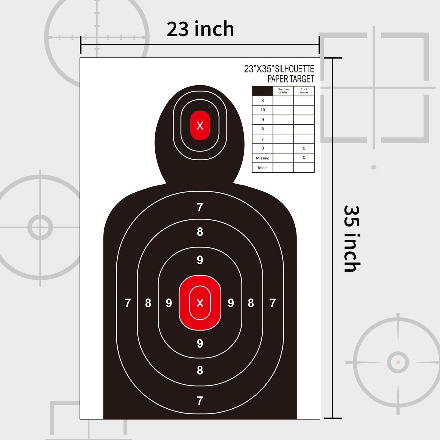 23x35 Inch Shooting Targets,10 Packs Silhouette Paper Targets for Shooting,Suitable for Handguns,Pistols,Rifles,Airguns,Pellet Gun,BB Guns,for Indoor and Outdoor Use