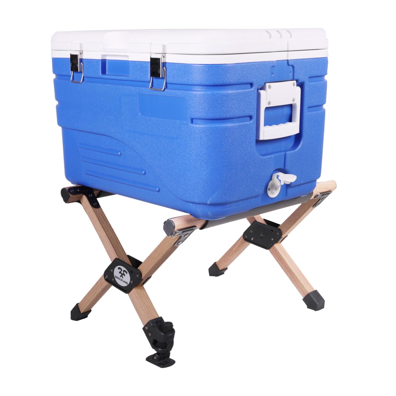 JUNGLELAND Portable Cooler Stand for Camping,Fishing,Outdoor Picnic ,Light Weight Folding Frame Wood Grain Color