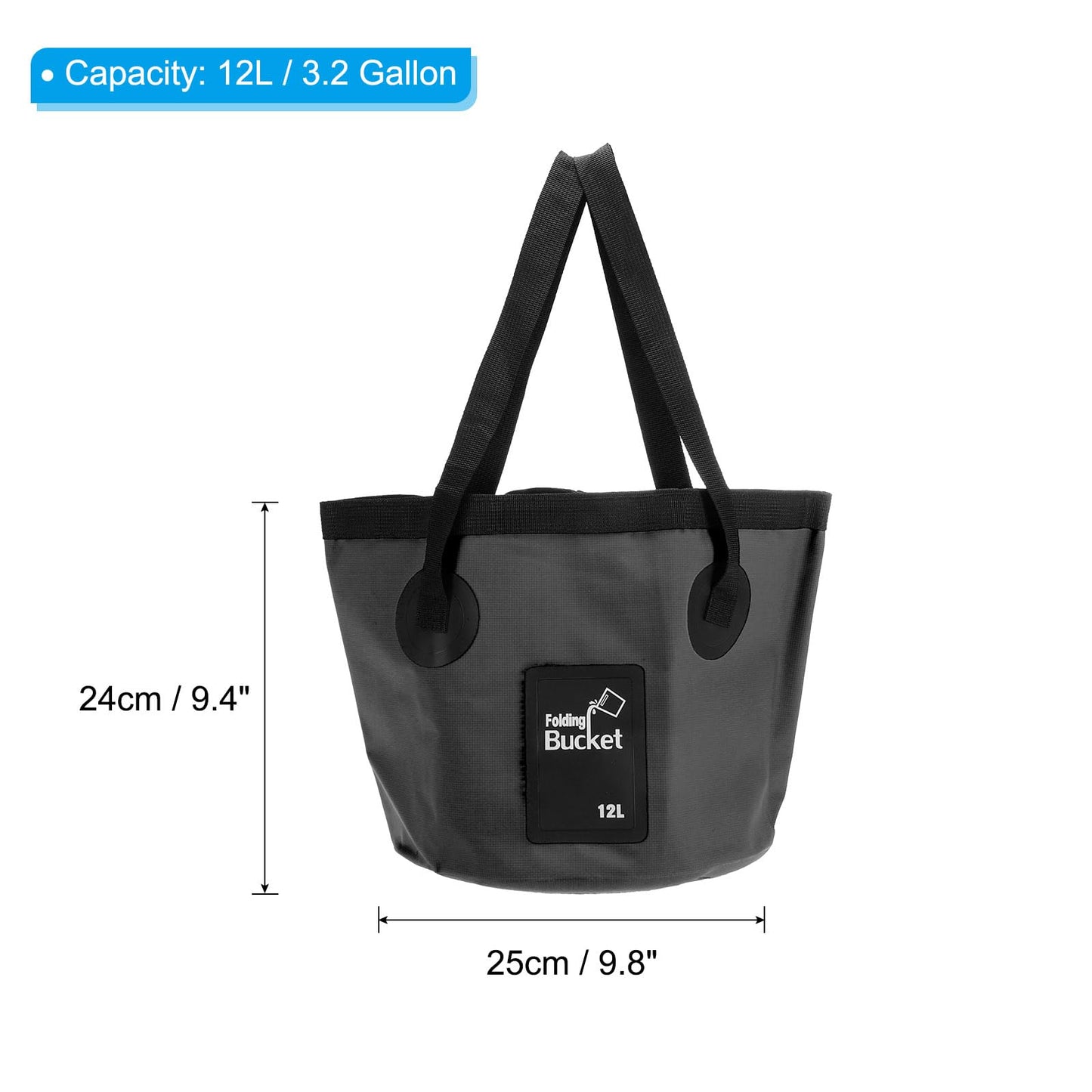 PATIKIL 3.2 Gallon/12L Collapsible Bucket for Camping Portable Water Storage Container Foldable Foot Wash Basin for Outdoor Travel Fishing Hiking, Black
