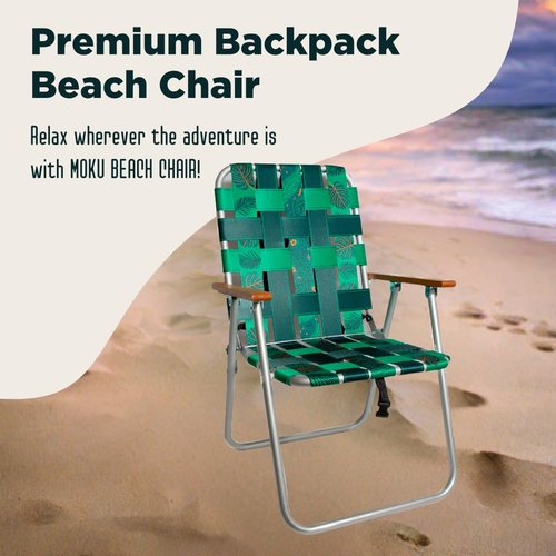 Moku Beach Co - Jungala Print Aluminum Beach Chair - Foldable, Reclining, Portable with Backpack Straps - 5 lbs, Supports up to 300 lbs - Perfect for Beach, Camping, Backyard