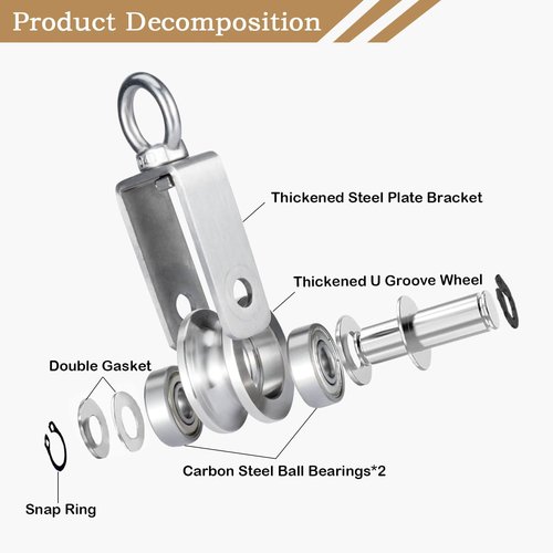 Cable Pulley Wheel for Rope with Ball Bearings, Smooth No Noise, 360° Swivel Small Wire Pulley for Pulley System Lifting, DIY Home Gym, Winch, 1 Pack