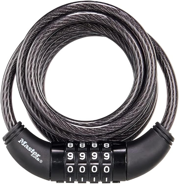 Master Lock Bike Lock Cable with Combination Black, 8143D