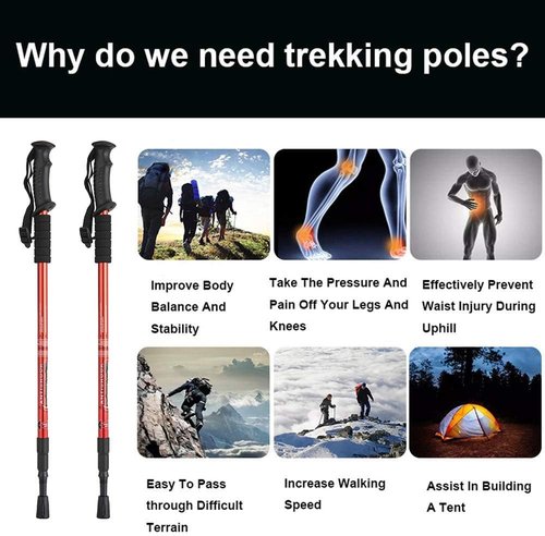 Aihoye Hiking Trekking Poles, 2 Pack Collapsible, Lightweight, Anti Shock, Walking Sticks, Adjustable Hiking Pole for Men and Women