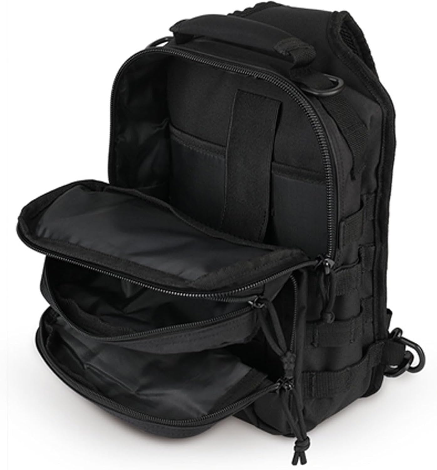 Yukon Outfitters Scout Sling Pack - EDC Hiking Outdoor Urban Ergonomic Spacious Tactical One-Shoulder Backpack with Ambidextrous Carry Sling, Black