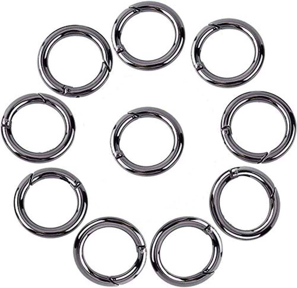 20 Pieces Carabiners Rings - Zinc Alloy Round Carabiner Loaded Gate Clips Spring Snap Hook Locking Carabiners Keychain Keyring Buckle Gun Grey