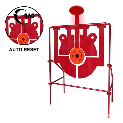 Atflbox 5 in 1 Pellet Gun Resetting Target, Heavy Metal Spinning Airgun Rifles and BB Gun Shooting Target for Outdoor and Backyard, Rated for .177 .20 .22 Caliber