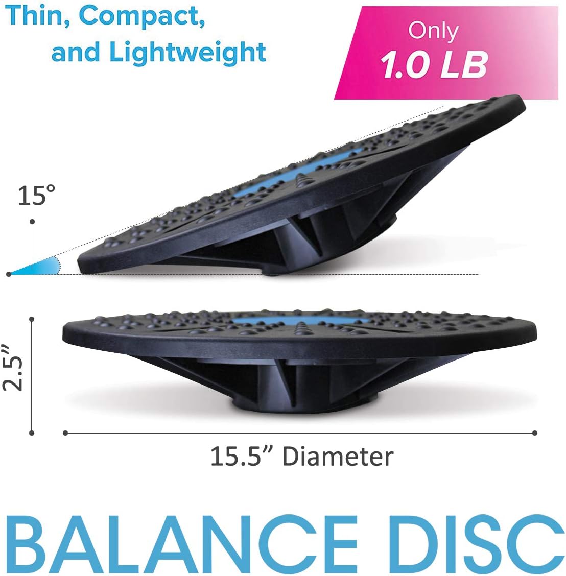 Daiwa Felicity Balance Board Disc Wobble Board Physical Therapy Equipment Core Trainer Lightweight Only 1 pound and Holds Up to 300 Pounds