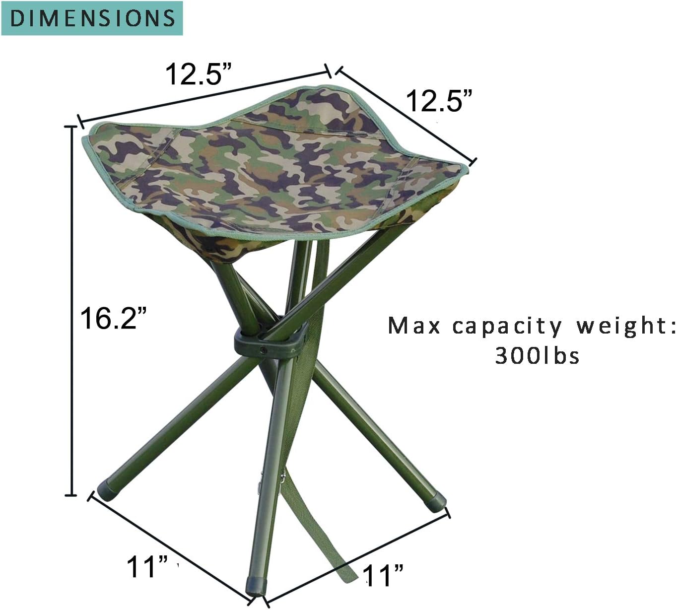 JSHANMEI Camping Stool Portable Folding Stool for Outdoor Hiking Fishing Travel Deluxe 4 Leg, Support 300 lbs