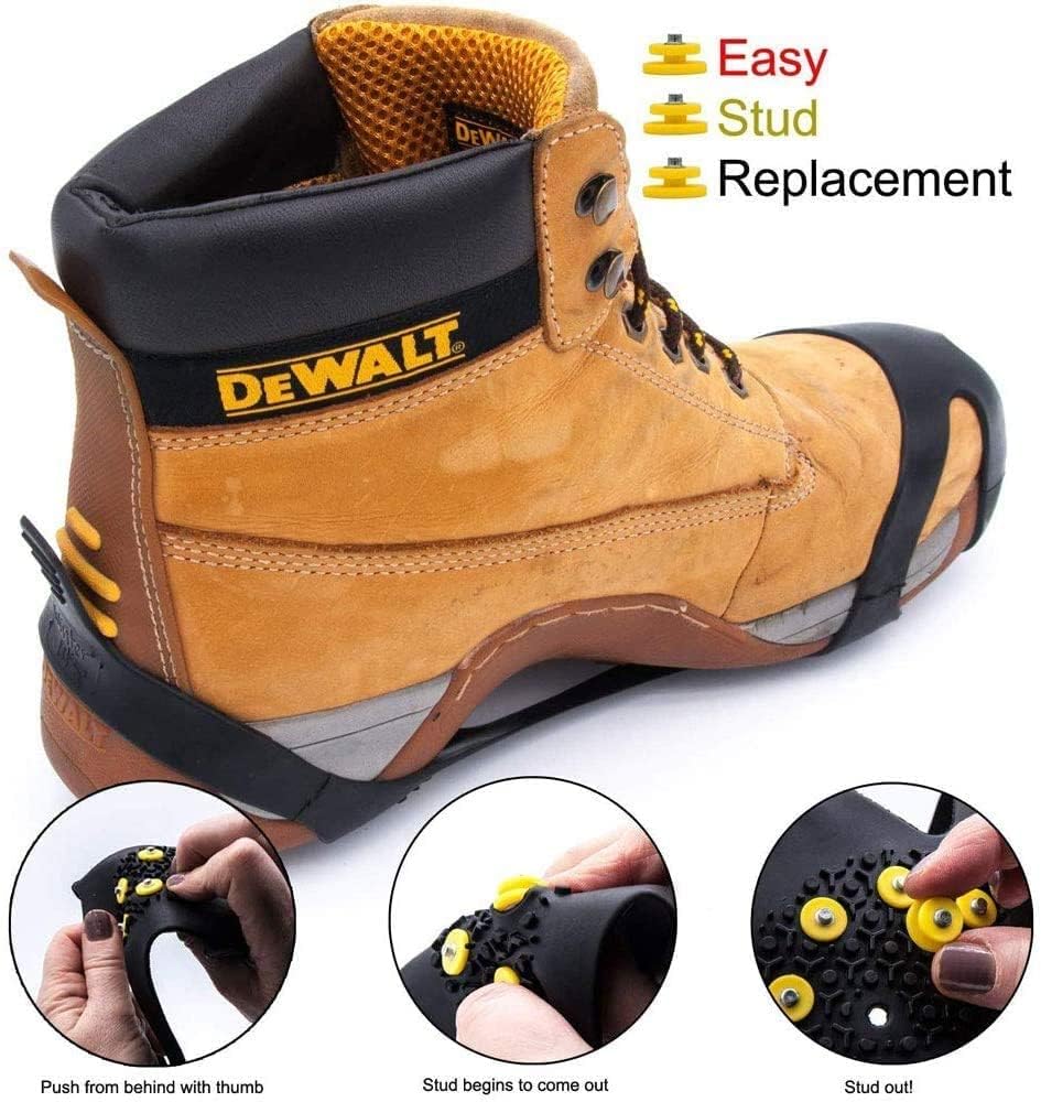 10 Stud Ice Snow Grips, Anti Slip Winter Ice Grippers Universal Slip-on Stretch Fit Traction Cleats Crampons, Small