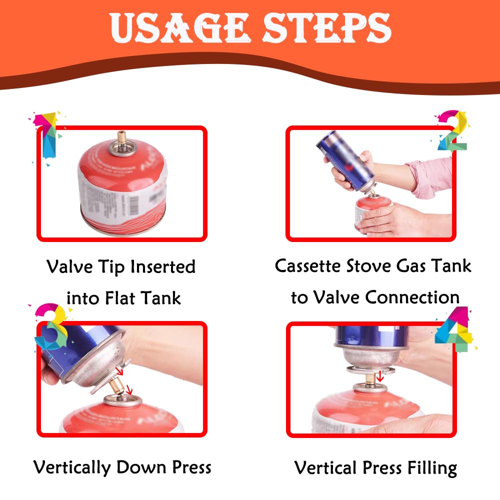 3 PCS Gas Refill Adapter Golden Butane Refill Adapter 17MM*8MM Filling Butane Canister Adapter for Outdoor Camping Stove Cylinder Butane Canister Tanks