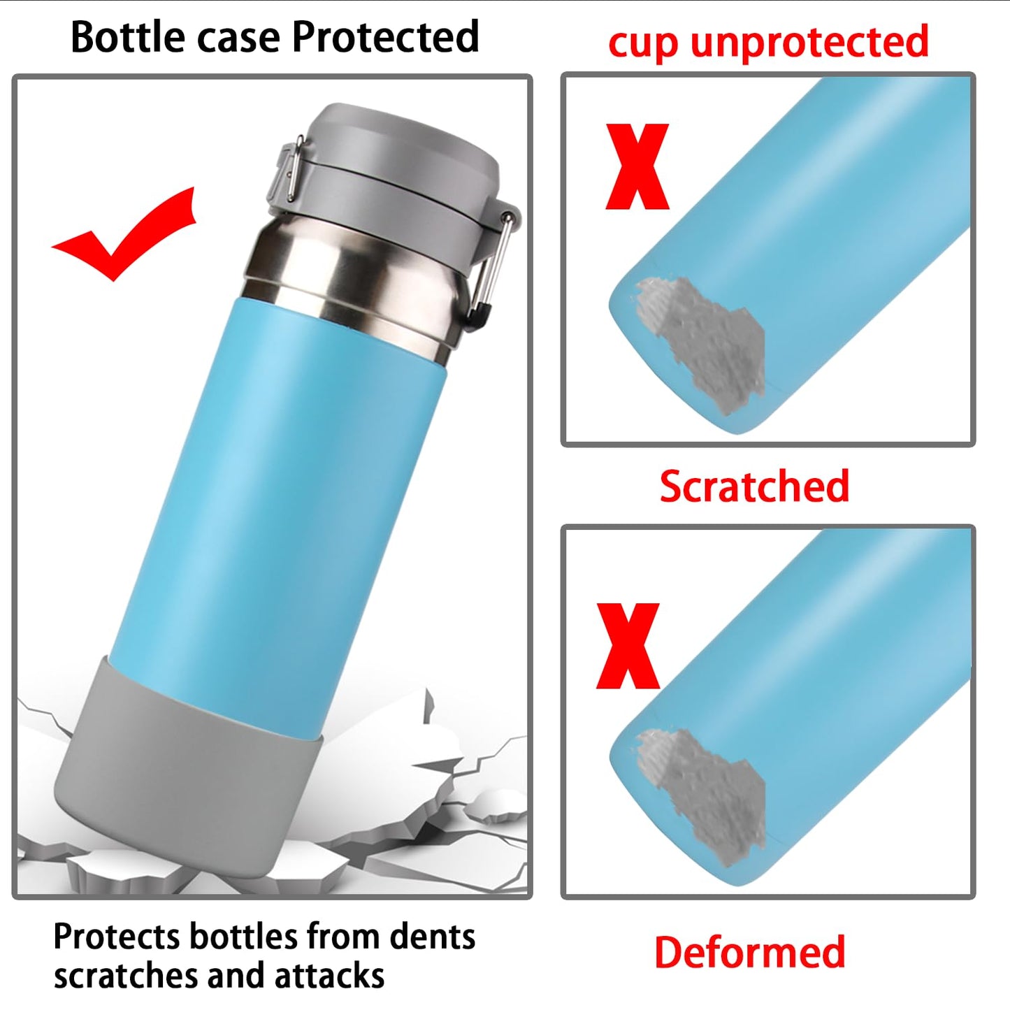 2Pcs Silicone Boot Sleeve for Stanley IceFlow Fast Flow Water Bottle 24oz,Silicone Boot Bumper for Stanley Quencher 40oz,for IceFlow 20oz 30oz,for Quick Flip GO 24oz Bottle(Thickened) (Gray)