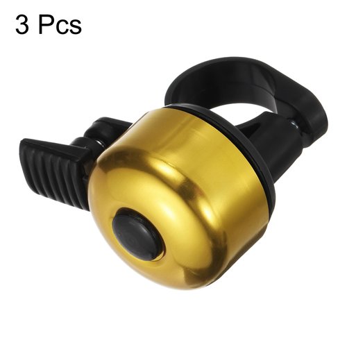 HARFINGTON 3pcs Bike Bell Mini Bicycle Bell with Loud Crisp Clear Sound Bike Ring Bell Aluminum Bike Accessories for Adults Children Road Mountain Bike, Yellow