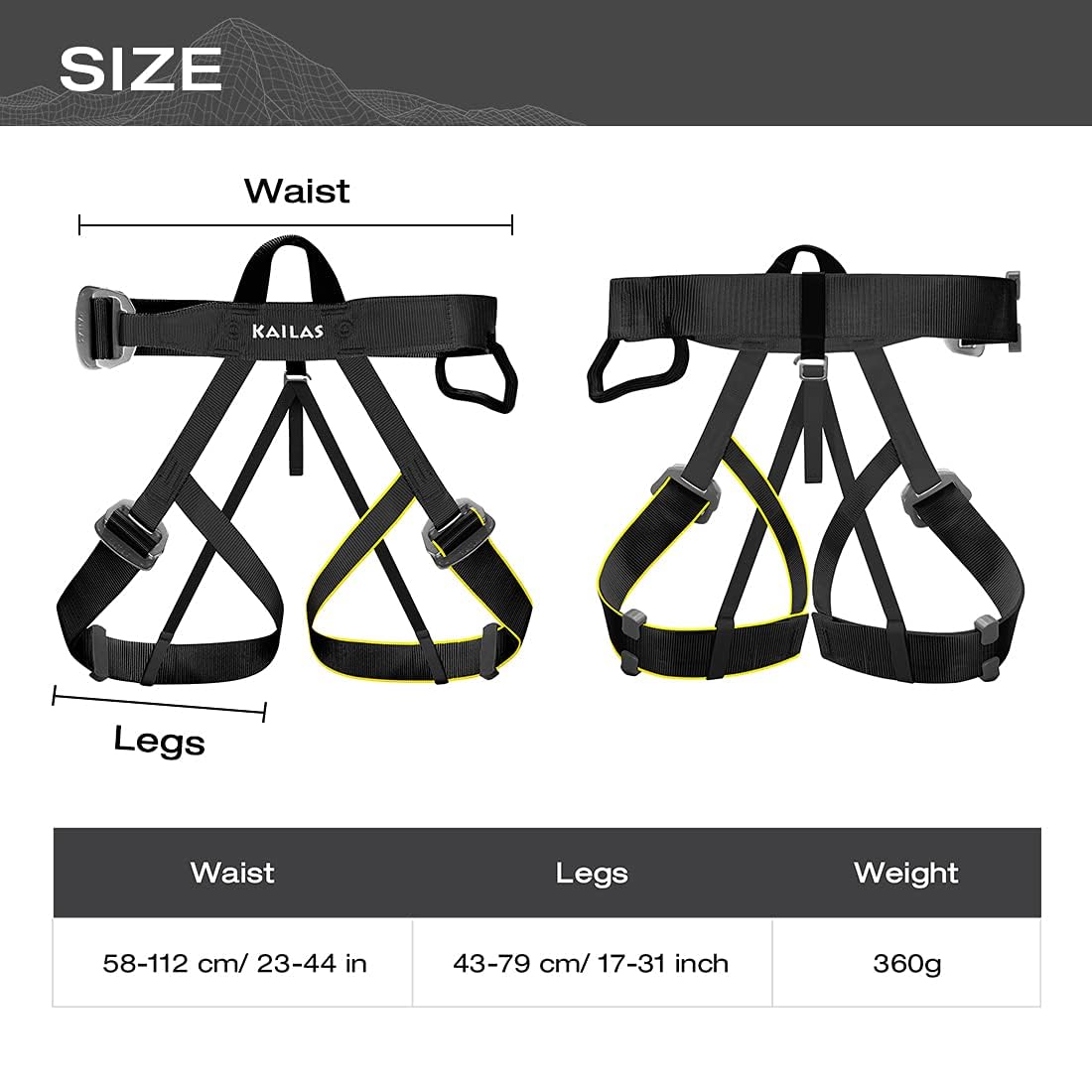 KAILAS Climbing Harness Rock Adjustable Half Body Safety Belt for Tree Climbing Outdoor Fire Rescuing Caving Rappelling Tree Protect Waist Safe Seat Belt Harness for Women Man