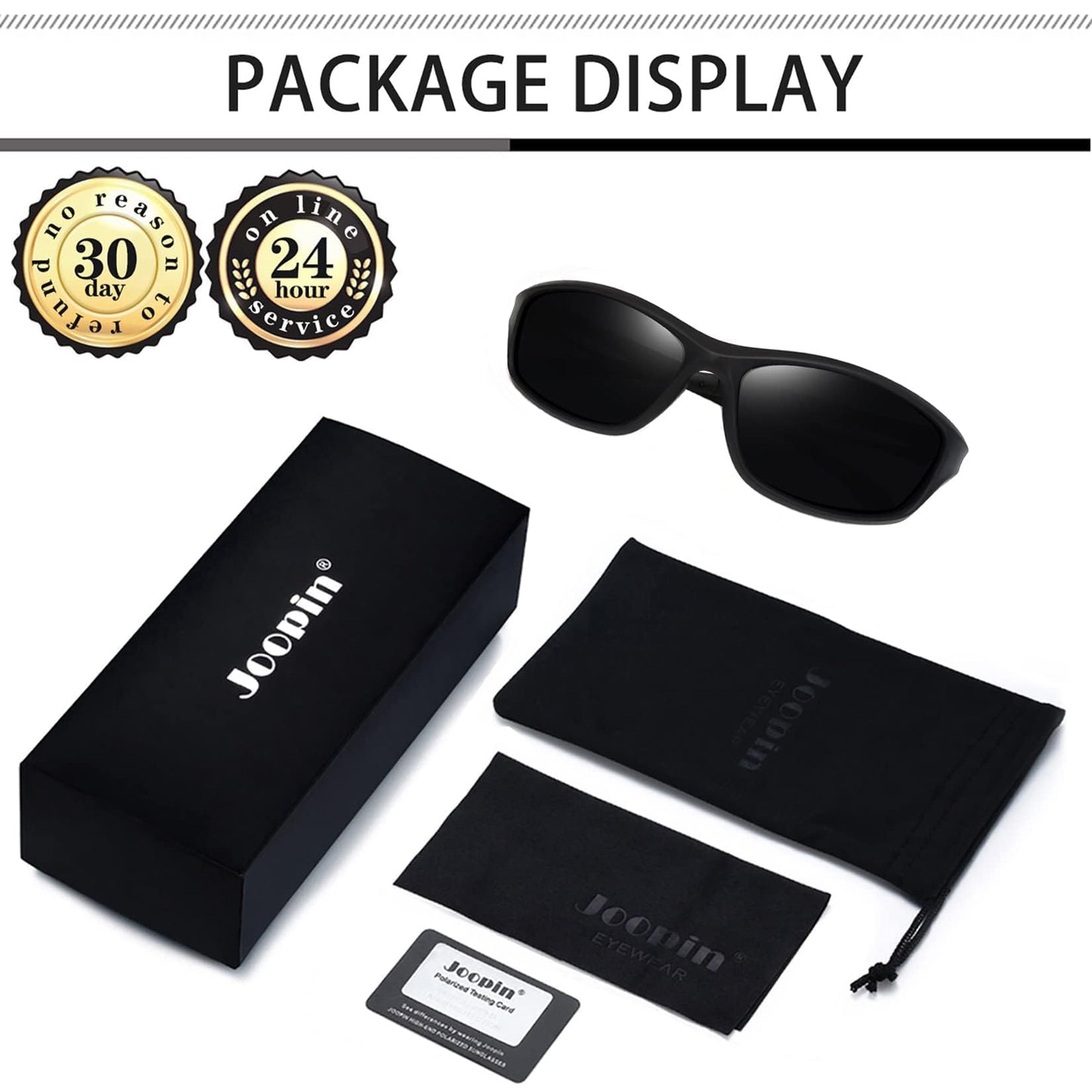 Joopin Vintage Square & Wrap Around Sports Sunglasses Bundle, Trendy Dark Black Sun Glasses Polarized UV400 Protection Retro Shades for Men Women Shady Rays