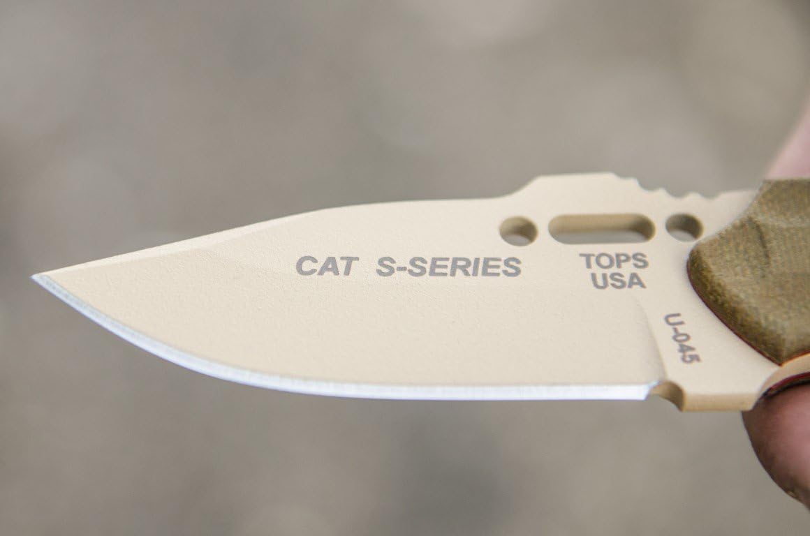 Tops Knives C.A.T. 200 Coyote Tan Fixed Blade Hunters Point 200S-04
