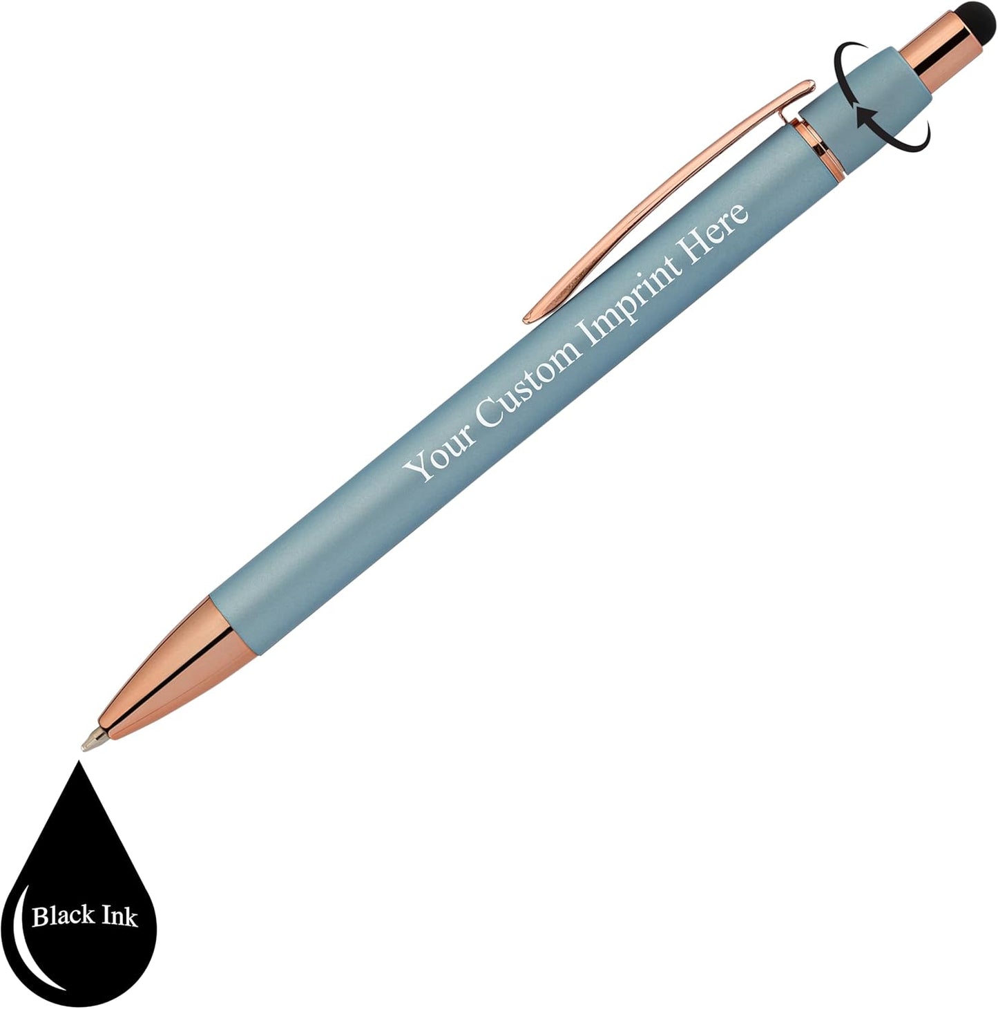Fidget Pen for Adults - 2 Pack Stress Relief Pens with Gift Box - ADHD Anxiety - Metal with Rubber Grip - Focus for Office, Work (Black-Blue)