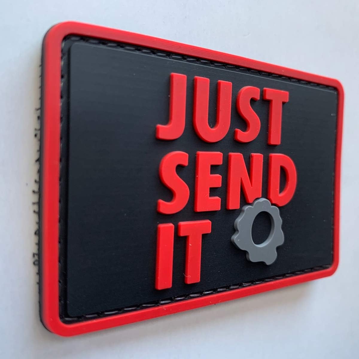 Just Send It Sniper Rubber Tactical Patch 2.95x2 inches with Hook Fastener Back for Hats Caps Clothing Vests Bags Backpacks (Tan)