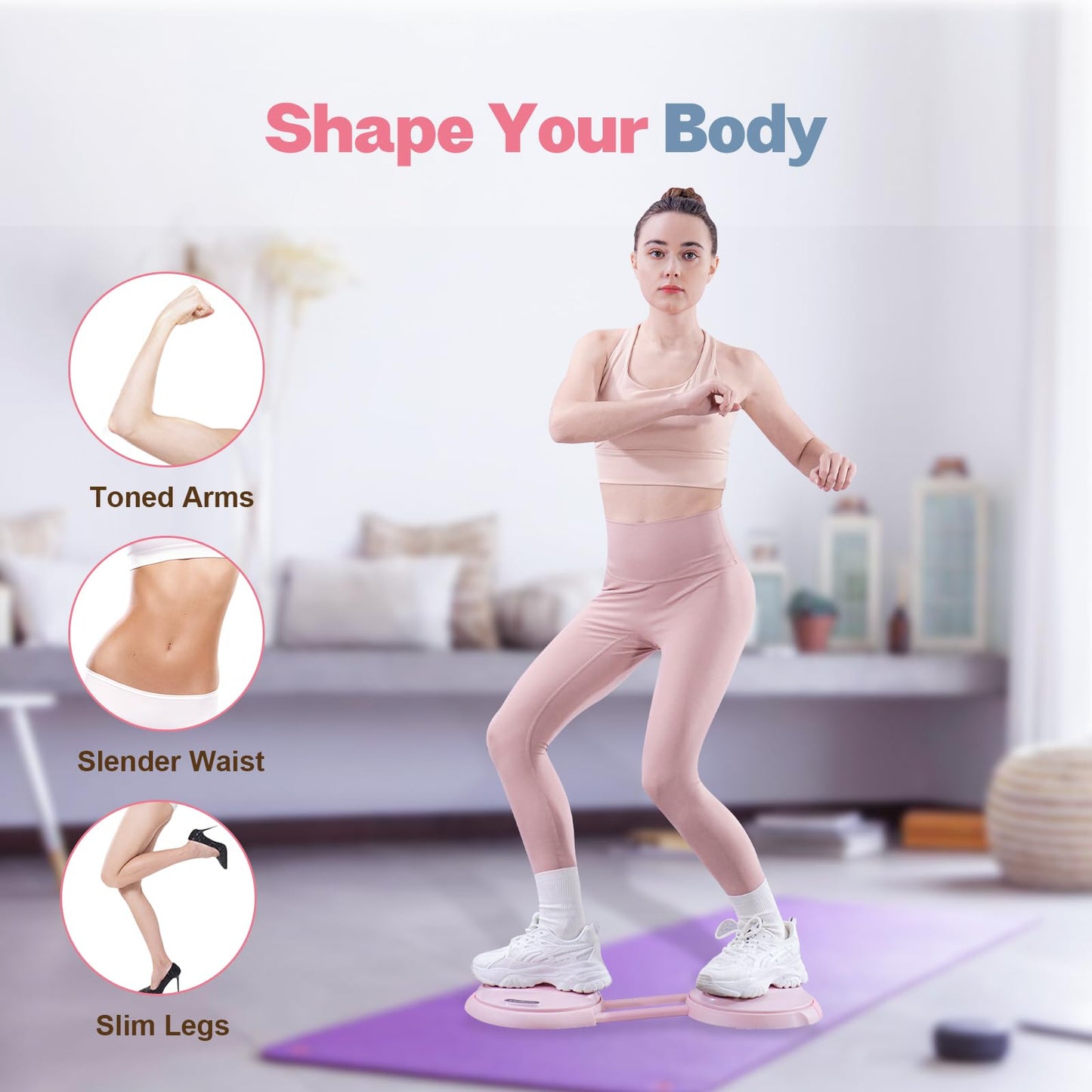 kisnbld Ab Twister Board, Waist Twister Machine with Resistance Bands, Waist Twisting Disc for Core & Ab Exercise, Foot Massage, Ideal for Slimming Workout