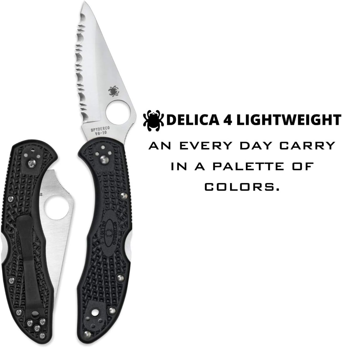 Spyderco Delica 4 Lightweight 7.15" Signature Knife with 2.90" Saber-Ground Steel Blade and FRN Handle