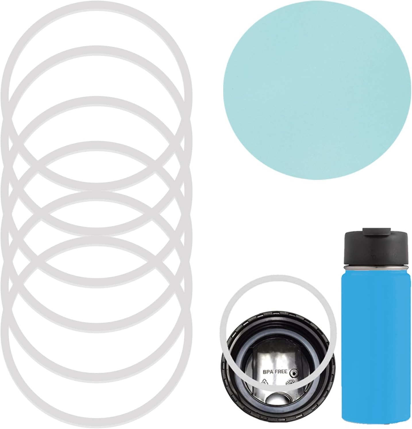 Greant 6 PCS O Ring for HydroFlask Wide Mouth Lid, 2'' to 2.3'' Rubber Seal for Hydro Flask Lid, fit Hydroflask Gasket Replacement, 3 Sizes for Different Lids