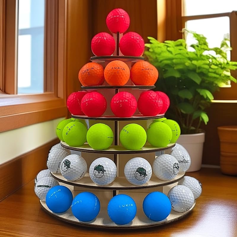 KBKJYYGS Golf Ball Display Case, Golf Ball Rack, Storage of Autograph Balls, Hold up to 60 Golf Balls, Portable Wooden Golf Ball Display for Study Room Decoration, Great for Collectors!