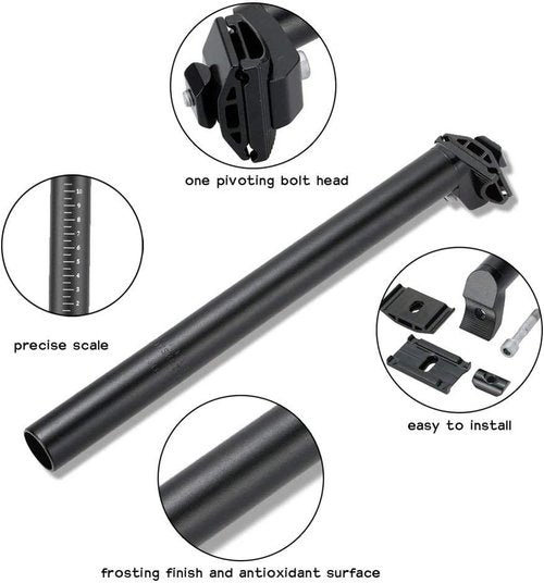 CYSKY 25.4/27.2/28.6/30.4/30.8 SeatPost 350mm Bike Seat Post Suitable for Most Bicycle Mountain Bike Road Bike MTB MTN BMX (Aluminum Alloy, Black)