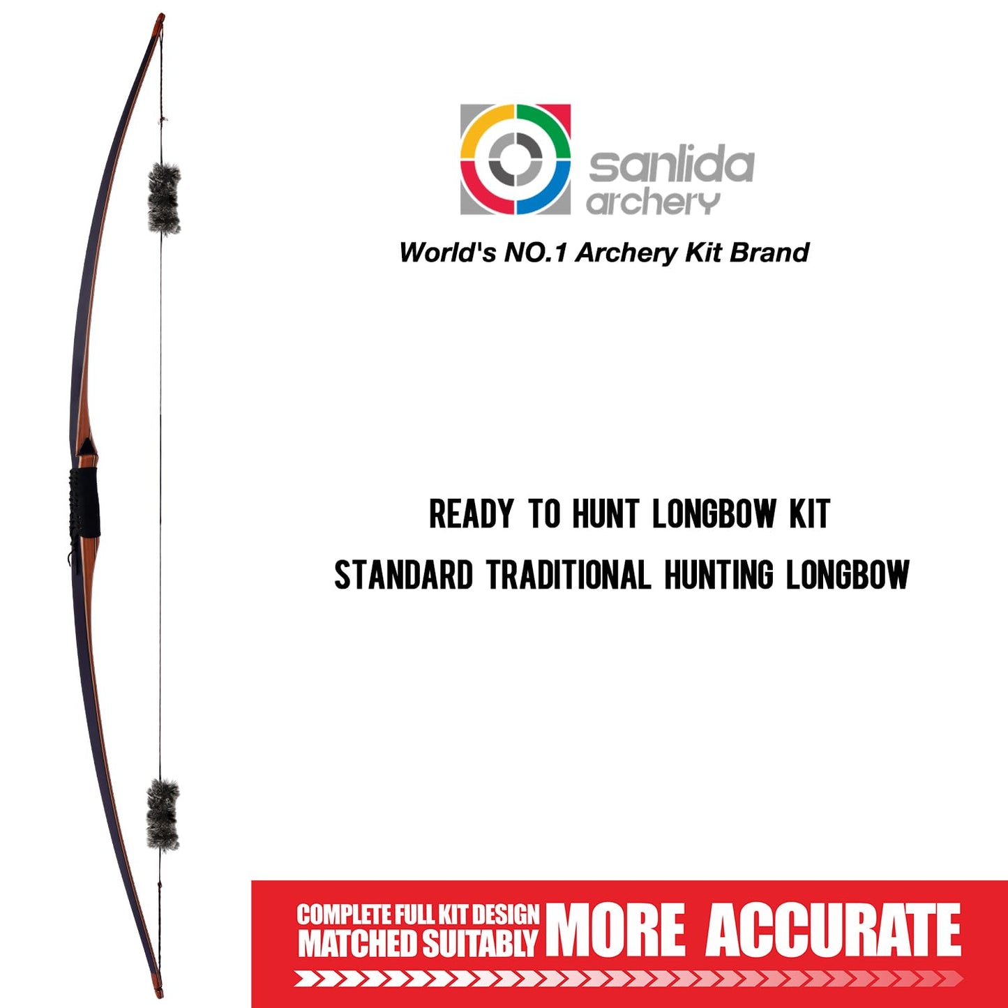 Sanlida Archery 68” Royal X8 Longbow Traditional Wooden Hunting Bow Handmade Hunting Bow and Arrows kit for Adults & Traditional Archers, RH Only (50lbs, Right Hand)