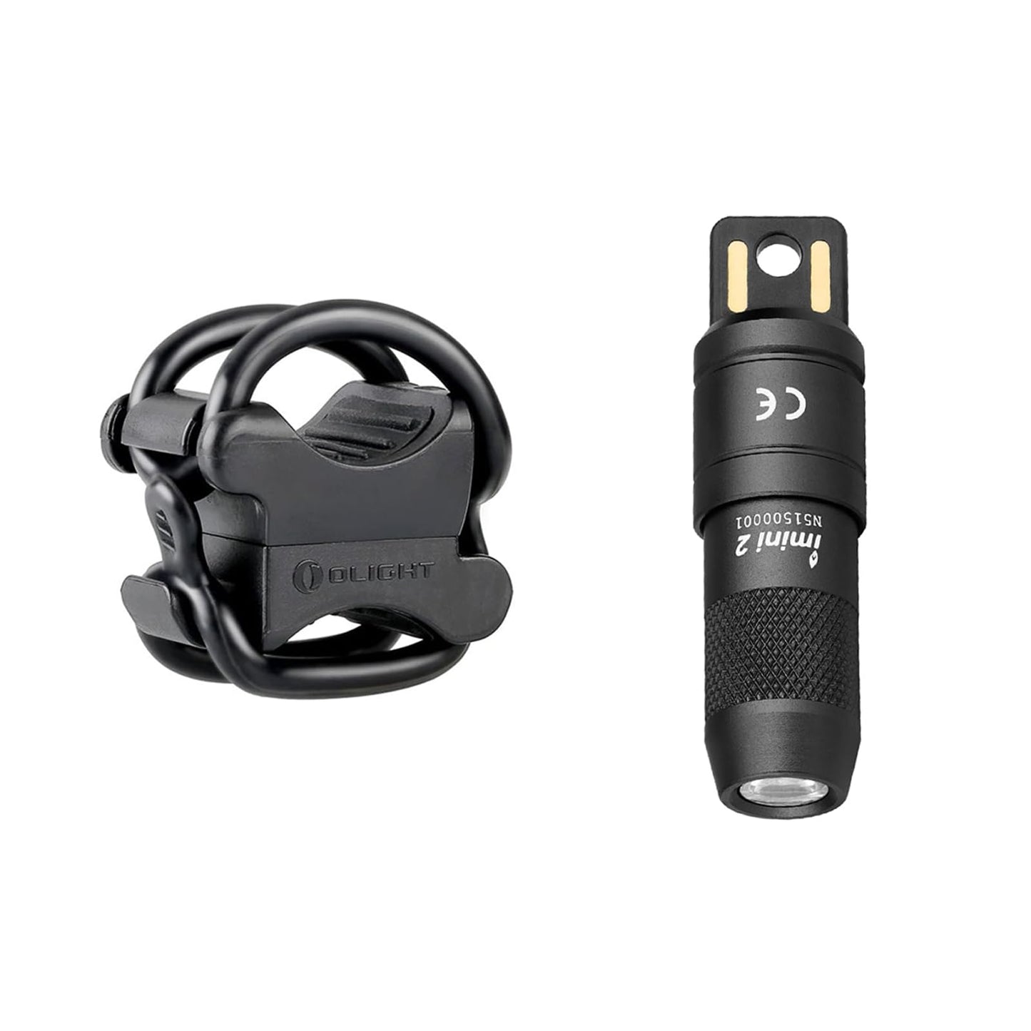 OLIGHT FB-1 Universal Flashlight Bike Mount Bundle with IMINI 2 EDC Rechargeable Keychain Flashlight