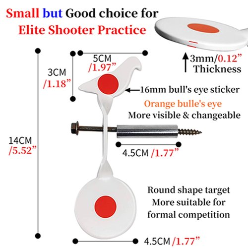 Wingswinmax Small Spinner Air Gun Target White/Blue Visible Target Screwed-Type Steel Plinking Target for Professional Players - Ideal for Bird BB Slingshot Practice 1pc (White)