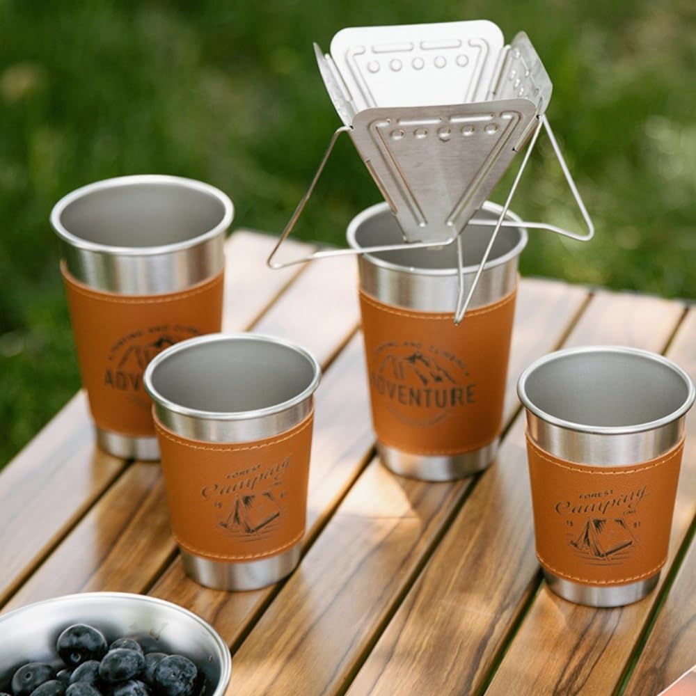 16oz Camping Cup Stainless Steel Cup Pint cup Perfect for Hiking, Fishing, Surfing, Party, Camping, Travel, and Outdoor Adventures - Durable and Portable for All Your Excursions