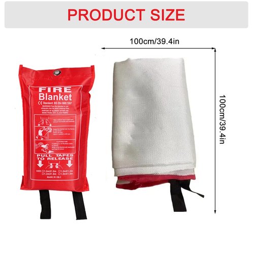 Yowpey 3pcs 39 in X 39 in Emergency Fire Blanket Fiberglass Fire Retardant Blankets Fire Blanket Fire Suppression Blanket for Kitchen for Home School Fireplace Grill Car Office Warehouse