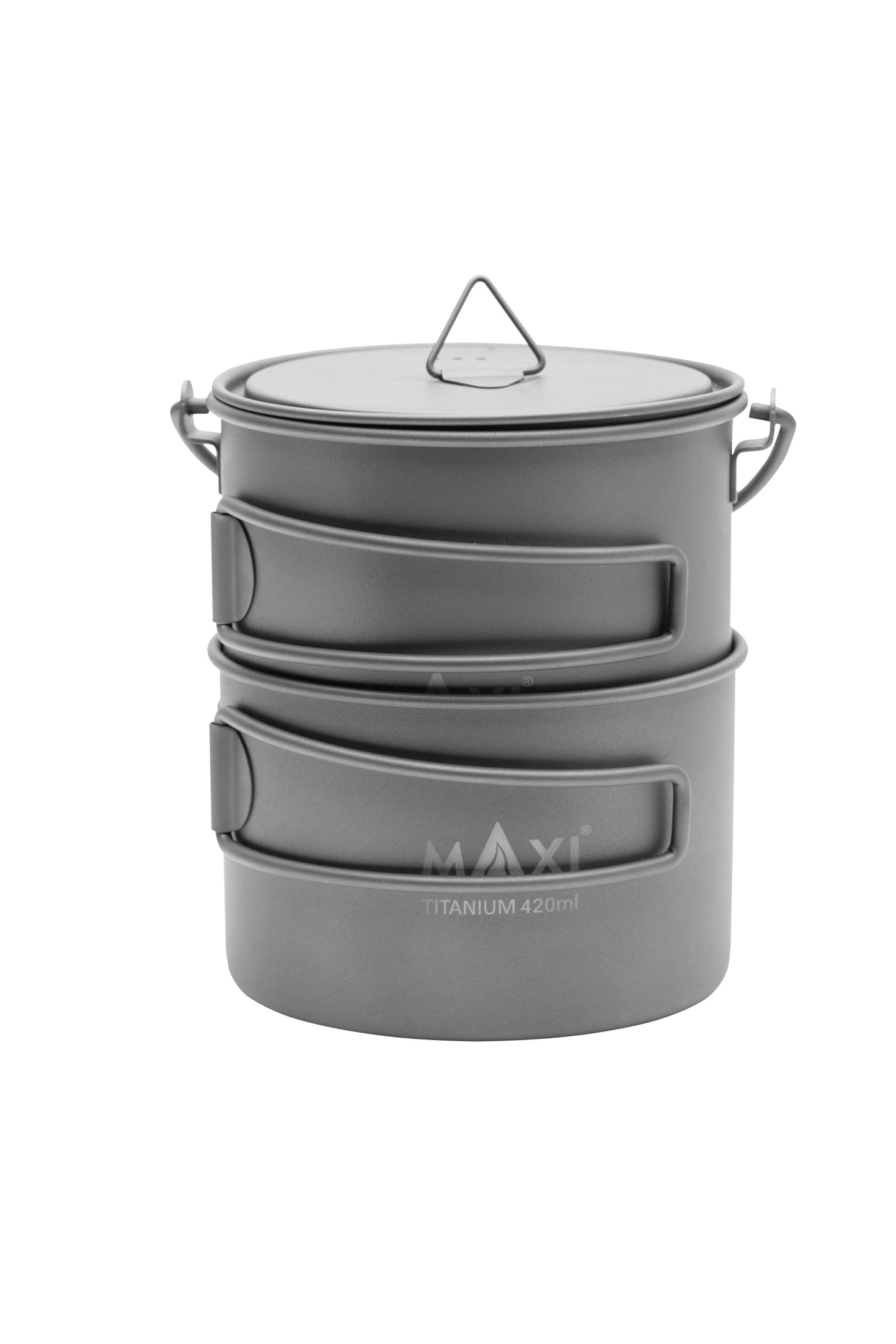 Titanium Stackable 750ml Pot & 420ml Bowl Set with Bail Handle – Space-Saving, Lightweight, Ideal for Outdoor Cooking