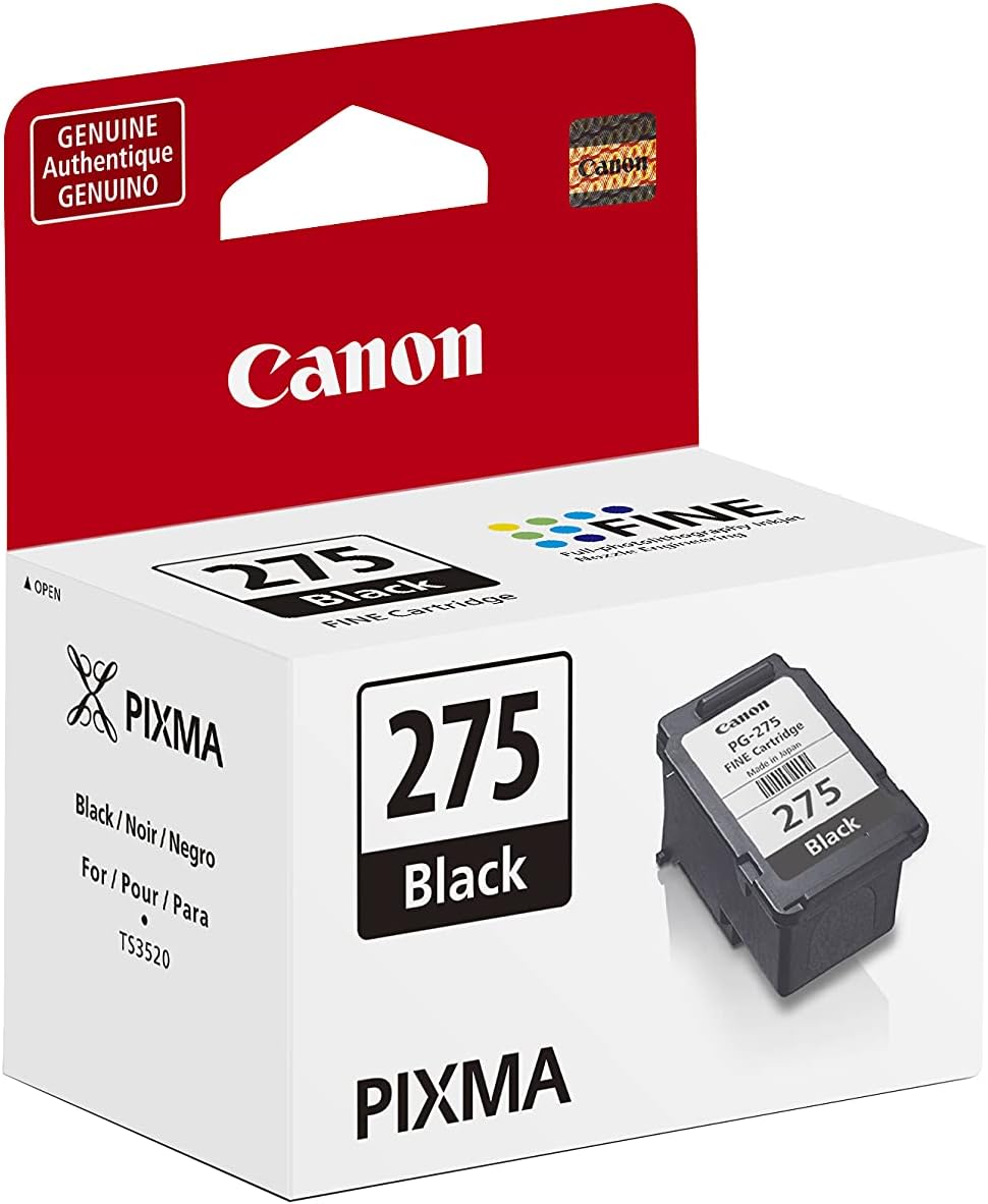 Canon PG-275 Genuine Black Ink Cartridge, Compatible with TS3520/3522, TR4720/4722, TS3720/3722