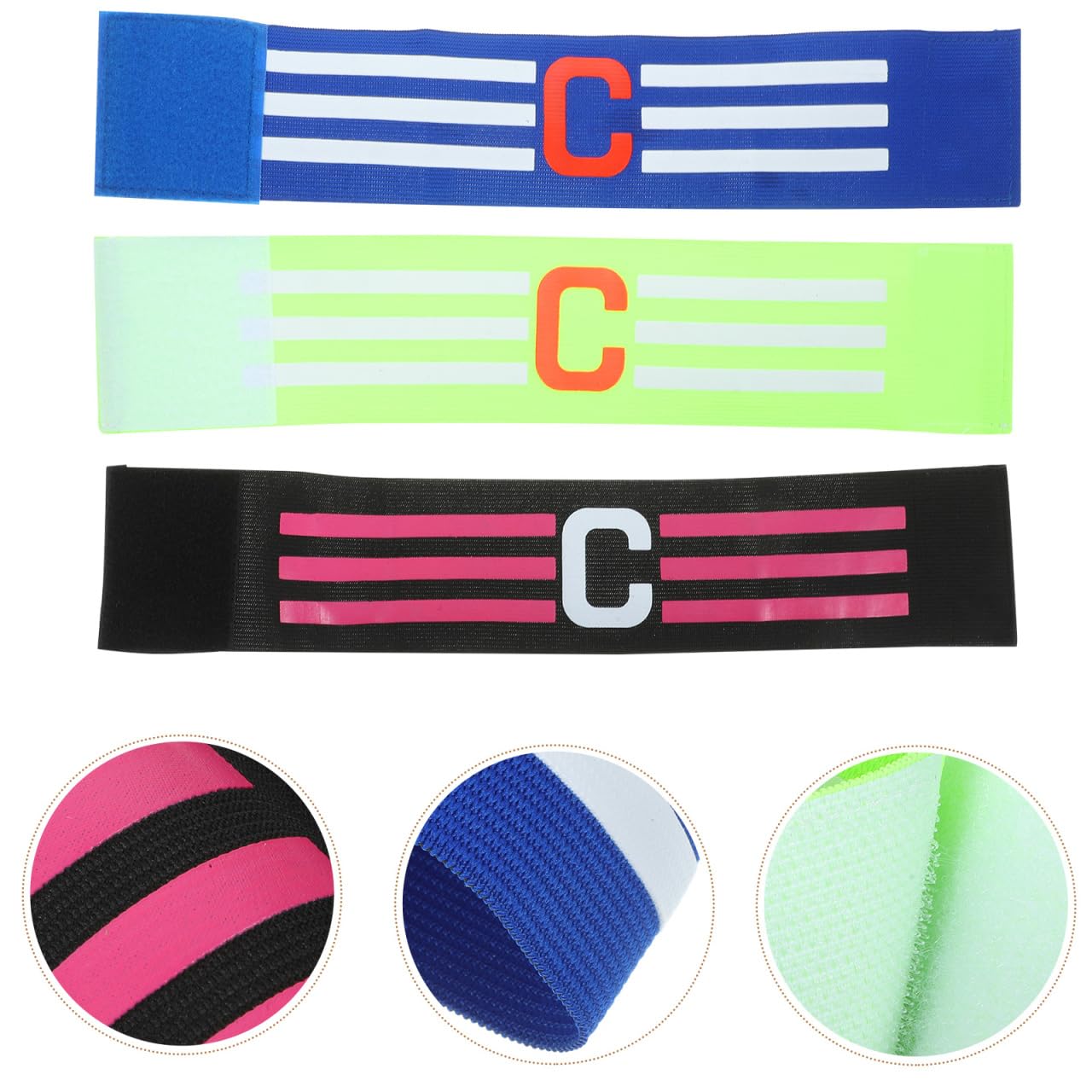Soccer Ball Captains Armbands: Adjustable Elastic Soccer Captain Armband-Nylon Football Basketball Team Armbands for Adult and Youth 3Pcs -Durable Reflective Sports Training&Match Accessories
