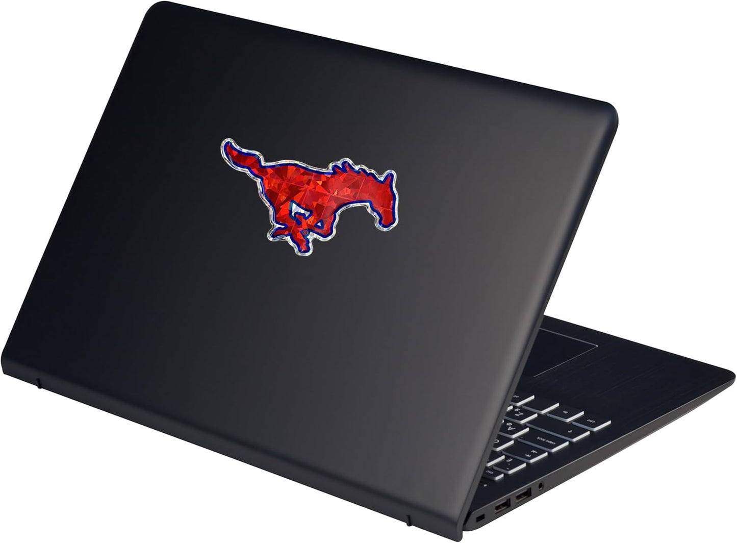 Elektroplate Officially Licensed SMU Mustangs Red & Blue Reflective Decal | Premium 3D Doming All Weather Sticker for Car, Water Bottle, Laptop, Tablet, Window, Cooler, Phone | Made in The USA